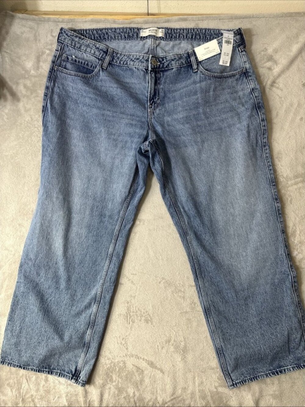 Hollister low rise baggy jeans light wash Y2K skater relaxed fit women’s 20R